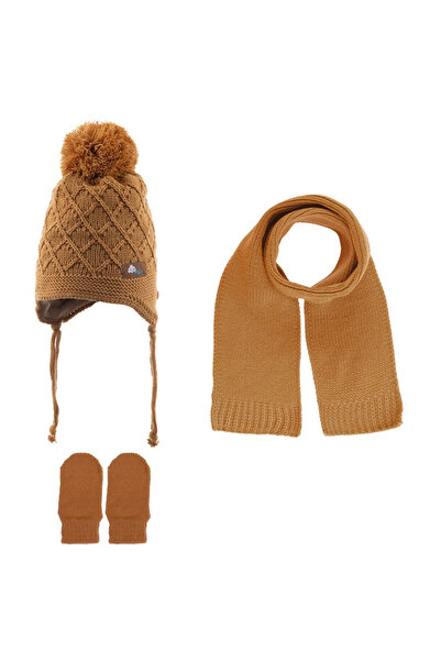musellife Kitti Scarf Beanie Glove Set 0-18 Months 2315008   Camel