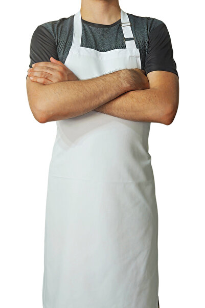 Ant Rotagrup Üniforma ve İş Elbiseleri Adjustable Length Pocketless White Kitchen Restaurant Chef Apron