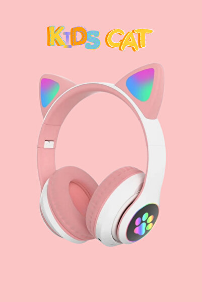 WUNİT Patili Kedi Kulaklık Bluetooth Kablosuz Akıllı RGB Işıklı Çocuk Oyun Ku...