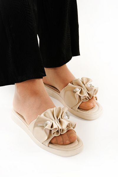 Babetty Women's Pearl Stylish Comfortable Soft Orthopedic Flat Sole Slippers