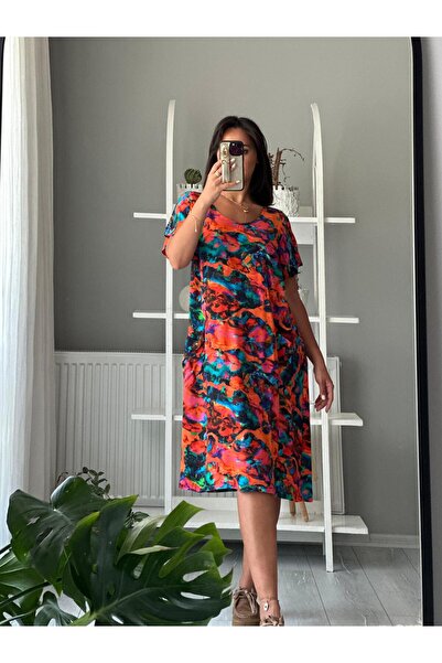 Sultana Collection DIŞ CEPLİ YAN DETAYLI VİSKON ELBİSE