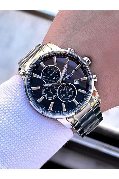 Daniel Klein Steel Cord Chronometer Dial Design 3 Atm Water Resistant Men's Wrist Watch 10602.N2
