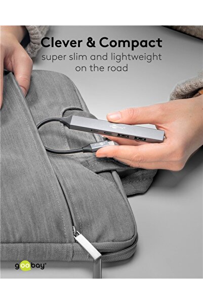 goobay Hub USB subțire cu 5 porturi, USB-C la USB-C/USB-A, 5 Gbit/s | 74460