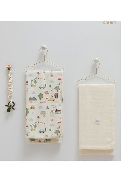 Caramell İncibaby 100% Cotton Premium Baby Boy 3-Piece Cotton Blanket & Muslin Blanket & Pacifier Strap Set