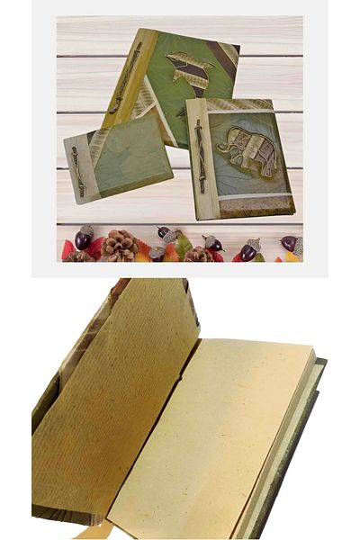 Wolawood Handmade Papyrus Notebook Ancient Egypt Themed Vintage Diary, Memory Book, Gift with Natural Paper