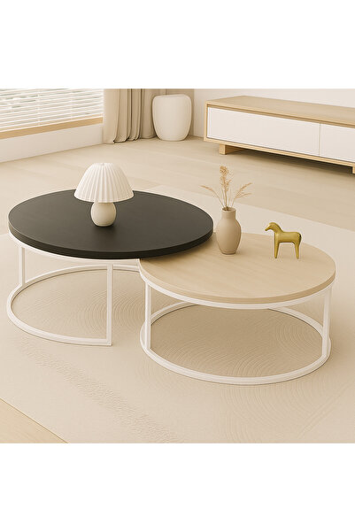 EDMONDA EV AKSESUAR EDMONDA BEYAZ İKİLİ ORTA SEHPA