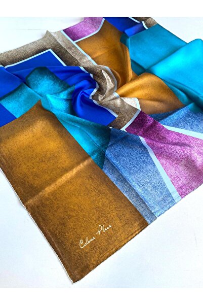 Levidor Color Plus Tivil Шовковий шарф 48913 Гірчичний змішаний візерунок