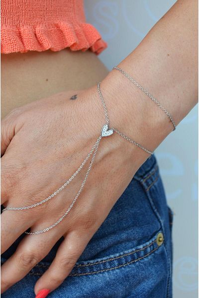 Sacce Scarves&Accessories Mini Heart Shahmeran Elegant Thin Single Heart Detailed Shahmeran