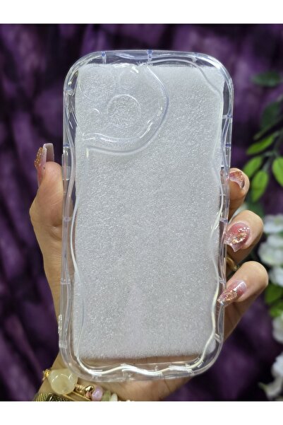 Magic Ring iPhone 13 / 14 Uyumlu 3D Dalga Kenarlı Şeffaf Telefon Kılıfı