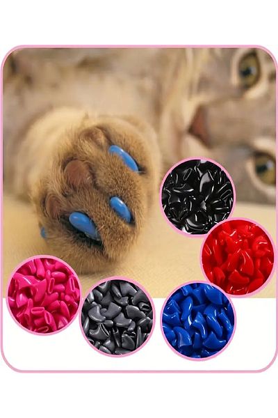 BABUN 20Pcs for Cat's Paw Claw Injury Anti Scratching Fake Cat Nail Protector Small