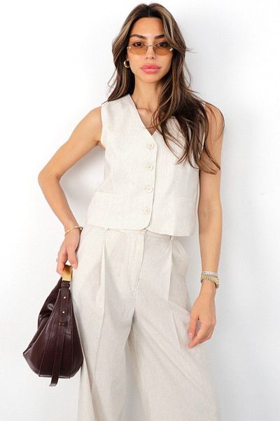 Suzi Black Striped Vest Pants Set Cr4013