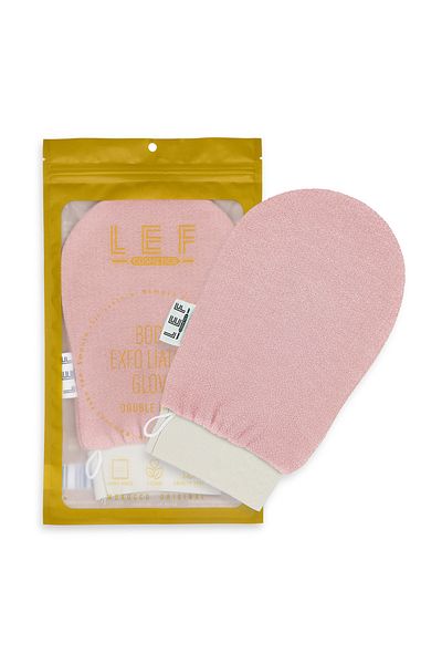 LEF COSMETICS ORANGE Korean Double Layer Exfoliating Glove for Body Scrubbing and Dead Skin Removal