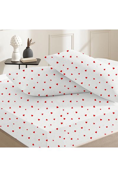 Lief Home 100% Cotton Double Fitted Sheet 160X200+30 |   50X70 Pillow Case (2 Pieces)