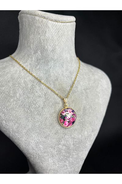 Mos Tespih Flower Figured Steel Necklace