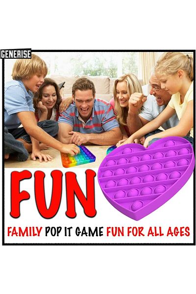 Generic Push Pop Bubble Fidget Sensory Toy - for Autism, Stress, Anxiety - Kids and Adults (Heart)