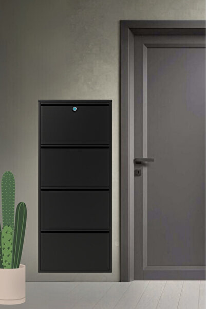 Arinna 4'lü Siyah Metal Ayakkabılık ( KİLİTLİ )