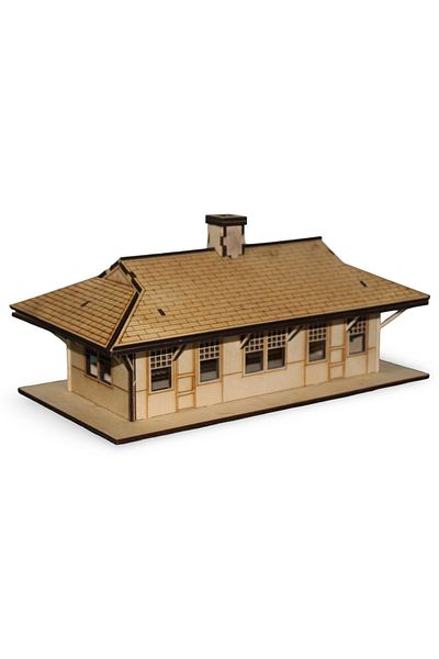 ALGWOOD 1/48 Scale Wooden Train Station Model - 42 Pieces 3D Wooden Train Station
