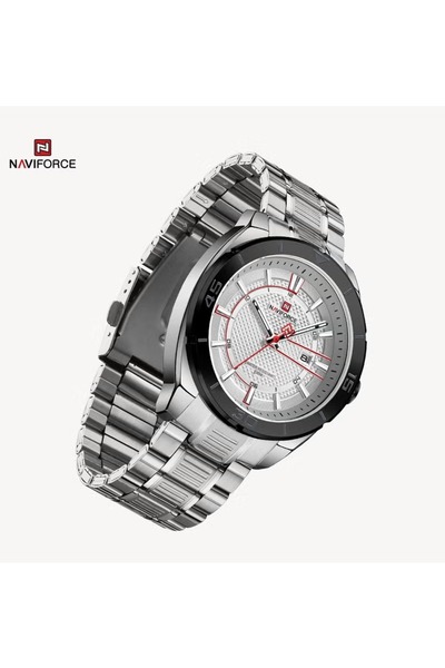 Naviforce Men's Stainless Steel Watch White Dial Silver Bracelet Water Resistant