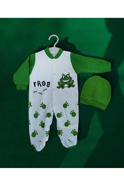 OEM Set salopetă și căciuliță Frog, 0-3 luni, 56 cm