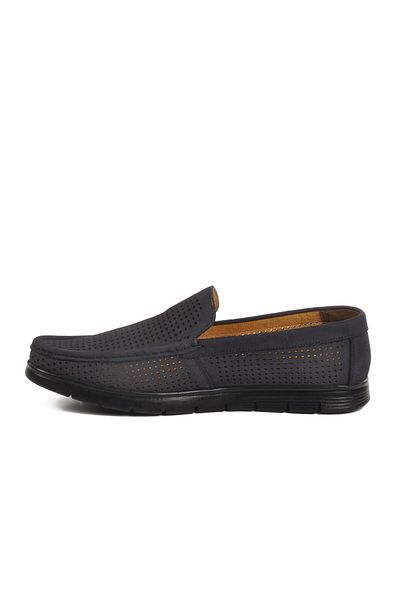 AYAKMOD Navy Blue Nubuck Genuine Leather Gel Sole Anatomical Men's Casual Shoes Gmz 001 m