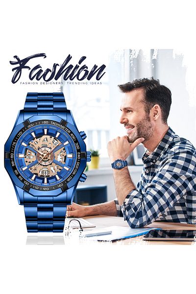 Cyber BINBOND Fashion New Men Watch Quartz Stainless Steel Luxury Wristwatch with Date Business Casual