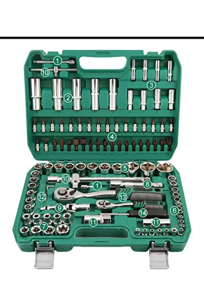 newprotech newprotec 108 Pcs Crv Çeliği Profesyonel Parlak Lokma Takımı 1/2-1/4