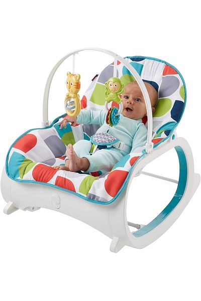 rexa Toddler Polka Dotted Portable Rocker – Lightweight Baby Rocking Chair (63 x 42 x 18 cm)