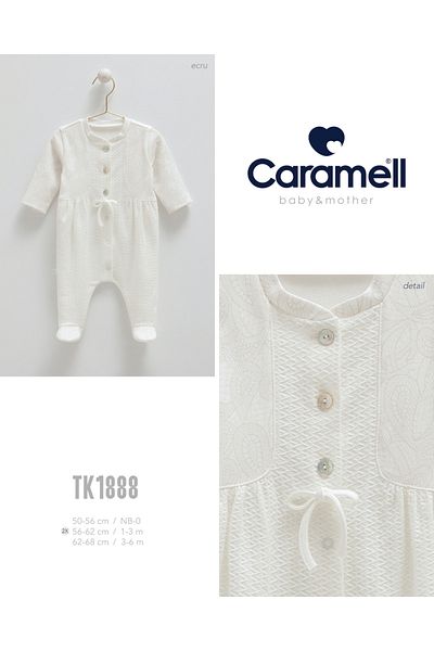 Caramell Barbosa Tine Lace Baby Jumpsuit Tk1888 (0-1Ay/1-3Ay/3-6Ay) New Season 2025 Ecru