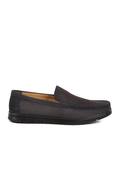 AYAKMOD Navy Blue Nubuck Genuine Leather Gel Sole Anatomical Men's Casual Shoes Gmz 007 m
