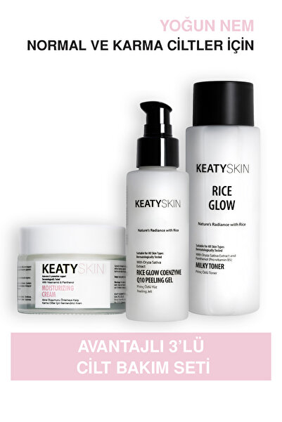 KEATY Karma & Normal Ciltlere Günlük Nem Seti | Nemlendirici Krem 50ml Peelin...