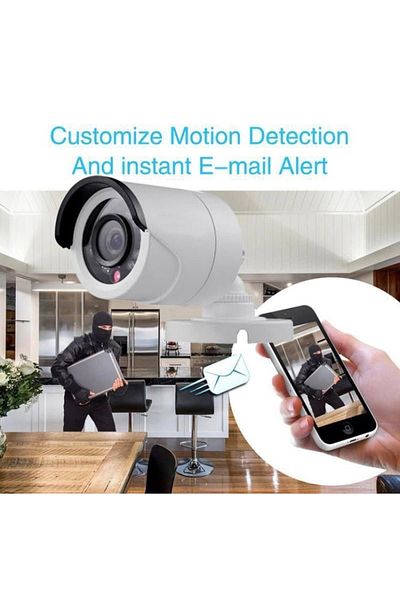 divendi-ro Surveillance kit with DVR recorder and 4 AHD wired CCTV AHD cameras, IP66, HD, 720P, IR, white