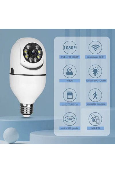 divendi-ro IP Surveillance IP camera, 360° Wi-Fi, bulb socket E27, 1080P, waterproof IP66