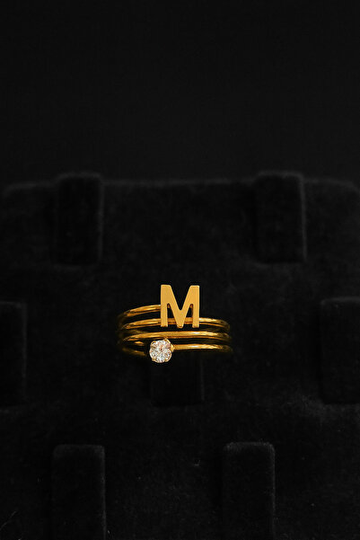 Bittox Kadın Altın Renk Kişiye Özel Harfli Paslanmaz Zirkon Taşlı Ayarlanabil...