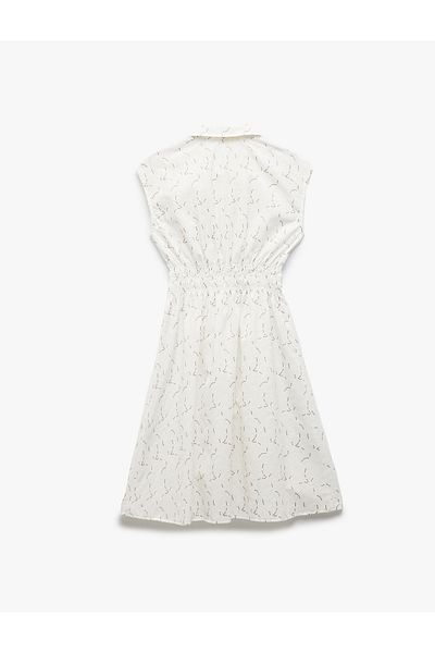 Koton New Season Sleeveless Bow Gipe Detail A-Line Shirt Collar Dress