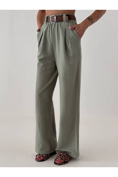 Melike Bakar Boutique Belted Linen Women's Trousers