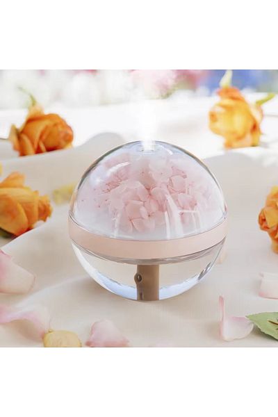 divendi-ro Hum Humidifier and Perfume Diffuser, with LED Light, Refillable, Cordless, 270ml, 1.5W, Pink-Bej