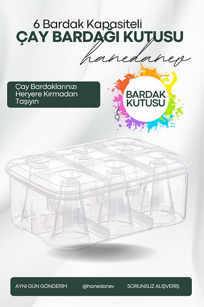 Hanedanev Cup Carrying Box Transparent - 6 Cups Capacity Picnic Box Tea Cup Box