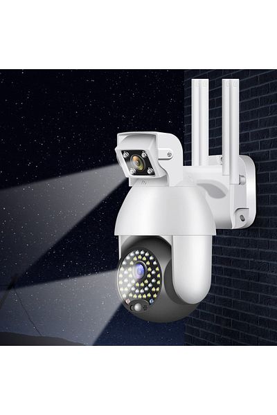 divendi-ro Dual PTZ IP surveillance camera, wireless, 320°, 1080P, IR+LED, outdoor, motion sensor, alarm, white