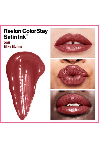 Revlon Ruj lichid rezistent Colorstay Satin Ink, 005 Silky Sienna, 5ml