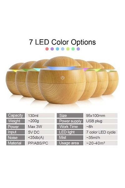 divendi-ro Aromatherapy LED Ball Diffuser with Ultrasound and Humidifier 130ml, Brown