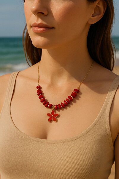 BESMYAR JEWELS Handmade Natural Stone Necklace – Bohemian Women's Jewelry with Flower Tips Women's Jewelry & Gift Accessory