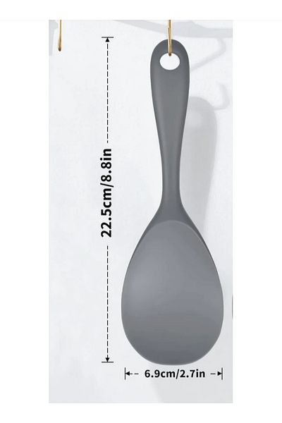 HZL HOME 2 Pcs Gray-Black Rice Spoons High Heat Resistant Hard Tip Silicone Rice Spoon 22.5 cm