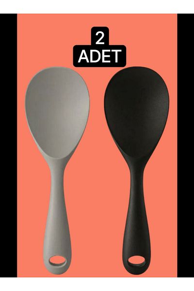 HZL HOME 2 Pcs Gray-Black Rice Spoons High Heat Resistant Hard Tip Silicone Rice Spoon 22.5 cm