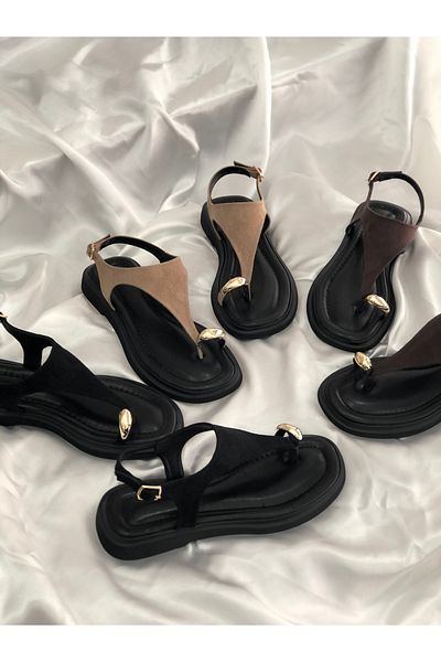 Hg Ayakkabı Wawa Nubuck Black Women's 2 cm Sandals