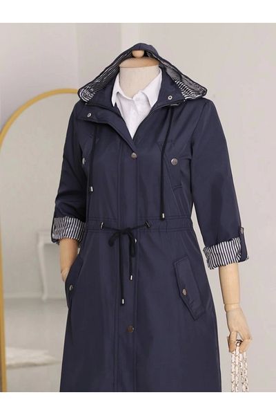 nedo7 Lined Trench Coat - Navy