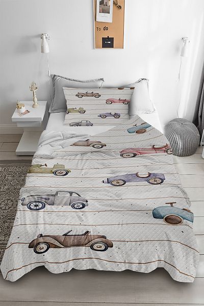 Bebişim Halı Cute Cars Single Child Pique Pillow with Case