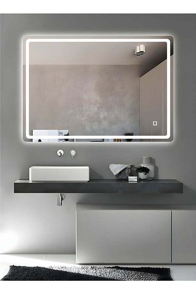 Taimi 70x50cm LED Rectangular Mirror with Touch Control, Front and Back Light, for Bathroom and Makeup
