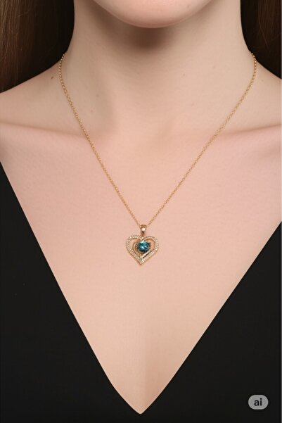 FAMEMUS ACCESSORY Steel Gold Color Zircon Stone Heart Galaxy Model Women's Necklace