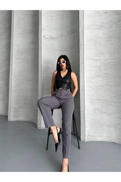 LOBOLIC Pantaloni din țesătură cu talie înaltă – Casual și Office Chic