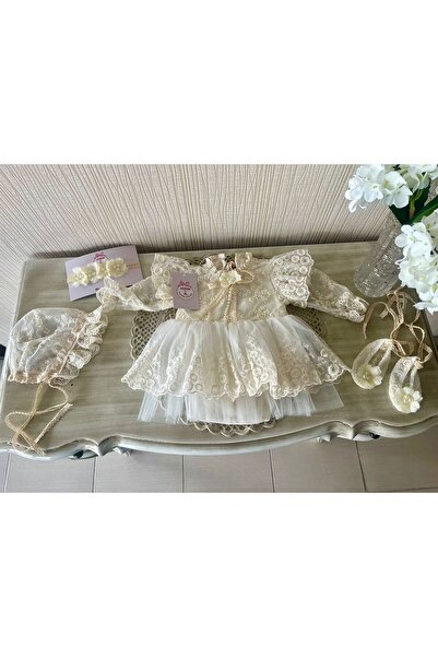 Butik Baby Girl Cotton Lace Cream Romperset